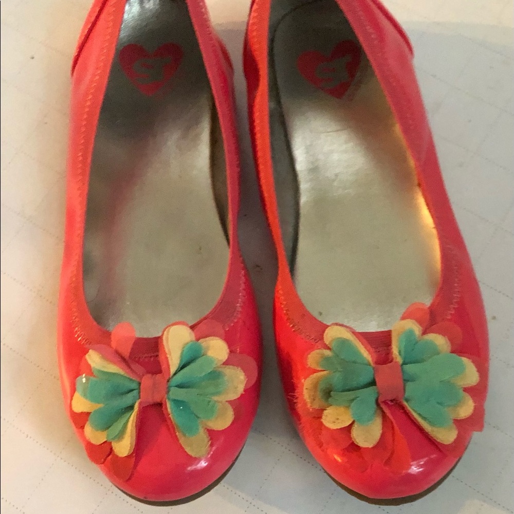 Girls stride rite dark pink w/bow dress patent leather shoes size 2.5
